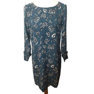 Banana Republic Legion Blue and Antique Pewter Floral Blue Pearl Snap Ruffle Cuf